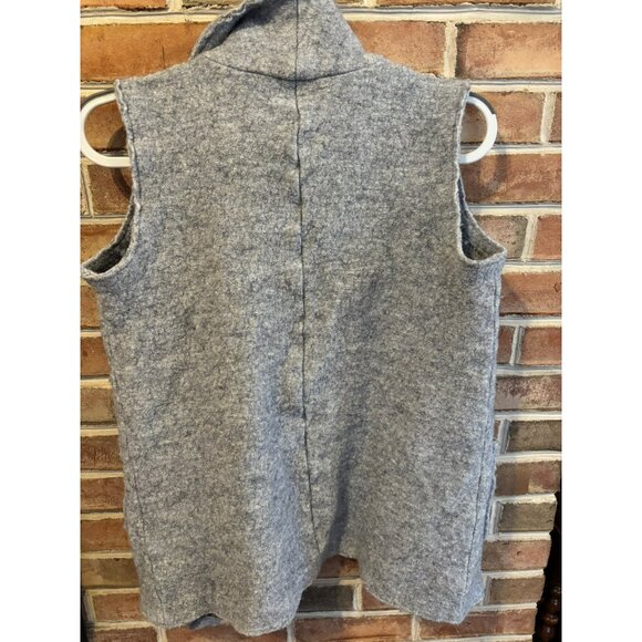 Tahari Open-Front Vest Womens M Gray Wool Blend w/Pockets - Picture 5 of 8